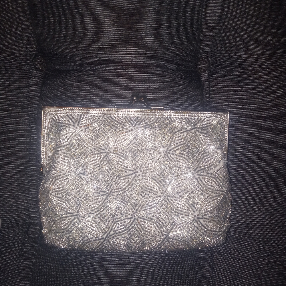 Bechamel clutch beaded silver purse